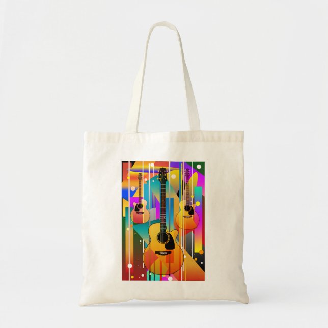 Bolsa Tote Guitarra Geométrica Contemporânea Moderna (Frente)