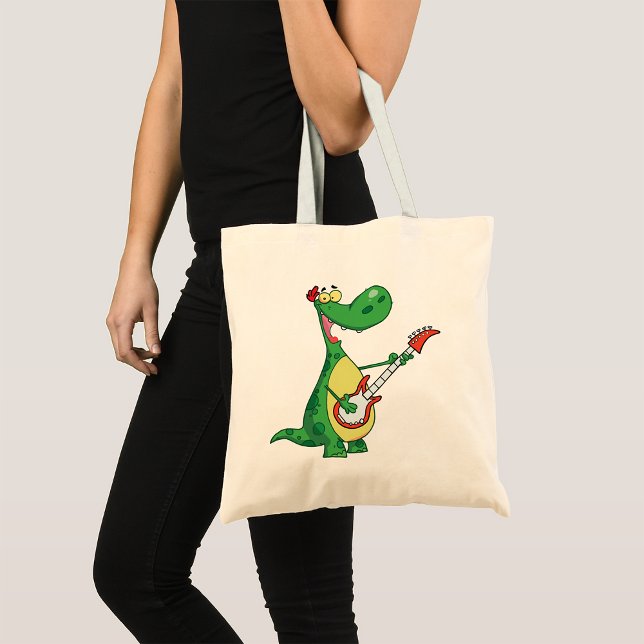 Bolsa Tote Guitarra Tocando Saco de Tota do Dinossauro (Criador carregado)