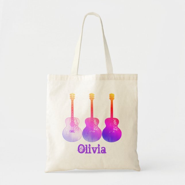 Bolsa Tote Guitarras acústicas, pop de arte personalizada ros (Frente)
