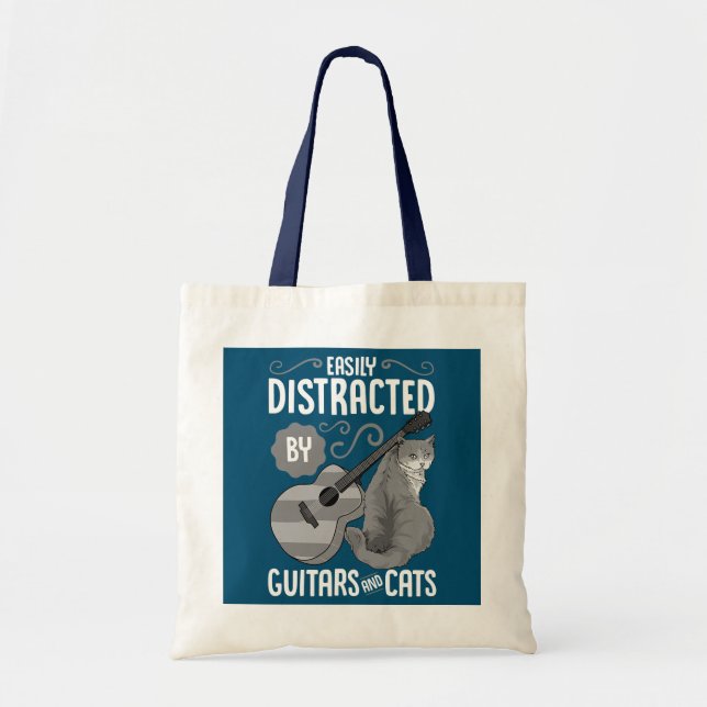 Bolsa Tote Guitarras e Gatos - Violão de Gato facilmente Dist (Frente)