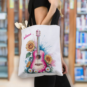 Bolsa Tote Guitarras Ocidentais Margaridas Girassóis Personal