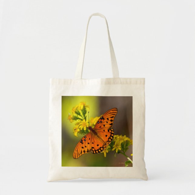 Bolsa Tote Gulf Fritillary aka Passion Butterfly on Goldenrod (Frente)
