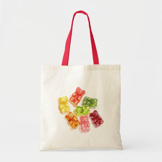 Bolsa Tote Gummy Bears Mint Pink Yellow Fruit Birthday (Frente)
