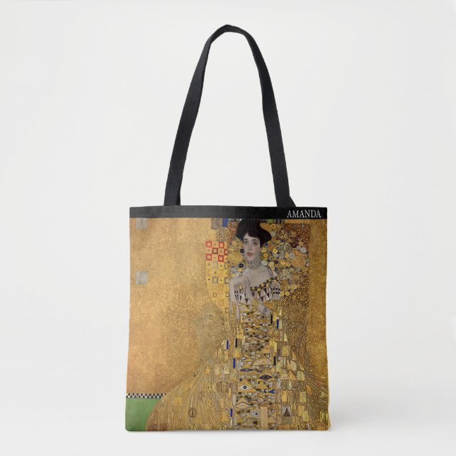 Bolsa Tote Gustav Klimt – Adele Bloch-Bauer – Custom Text  (Frente)