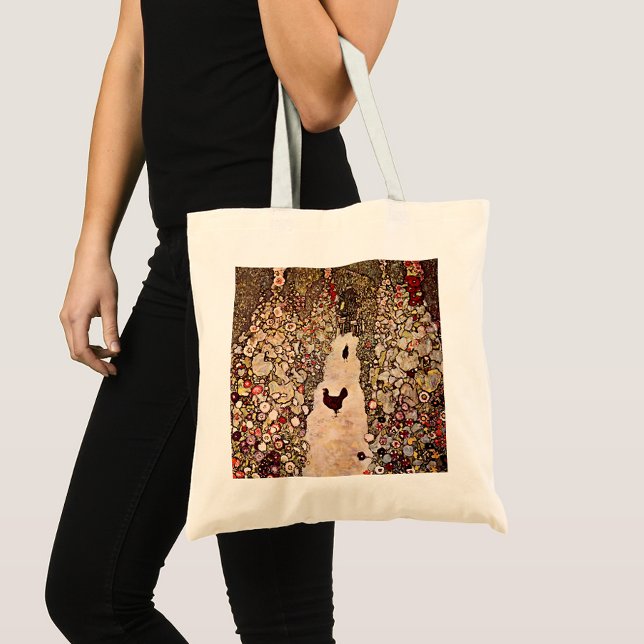 Bolsa Tote Gustav Klimt Garden Path Com Galinhas, Tonturas Te (Criador carregado)