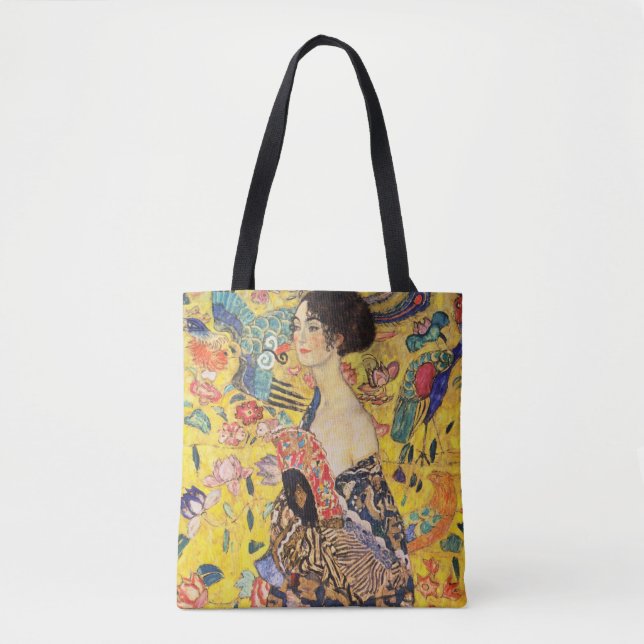 Bolsa Tote Gustav Klimt Lady com ventilador (Frente)