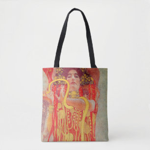 Bolsa Tote Gustav Klimt Red Woman Dourada pintura Cobra