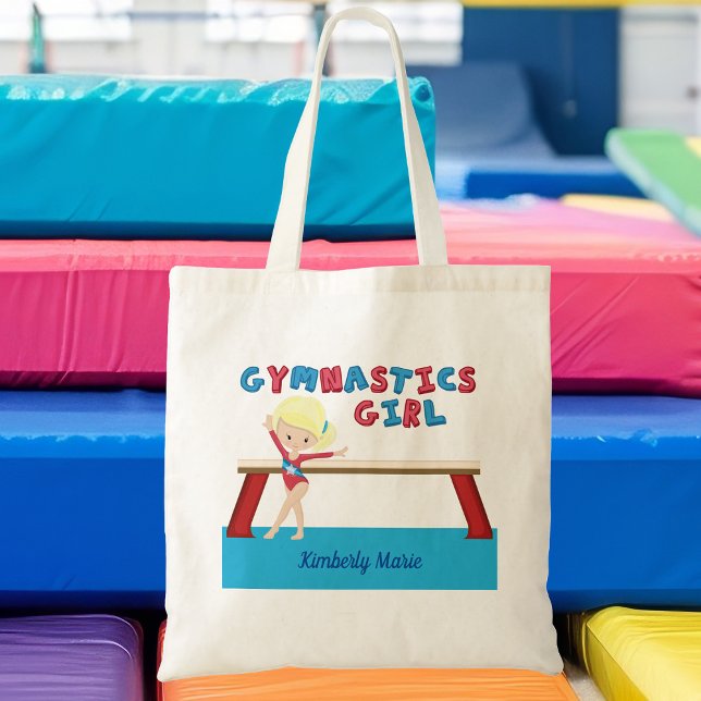 Bolsa Tote Gymnast Bloneiro Bonito Rapariga da ginástica (Criador carregado)