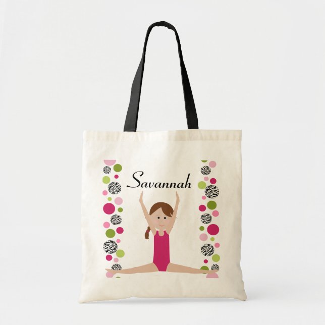 Bolsa Tote Gymnast pequeno no rosa e no verde (Frente)