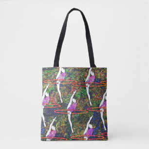 Bolsa Tote Gymnastics Hula Hoop dança colorida prenda