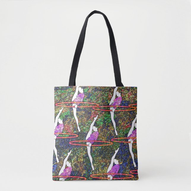 Bolsa Tote Gymnastics Hula Hoop dança colorida prenda (Frente)