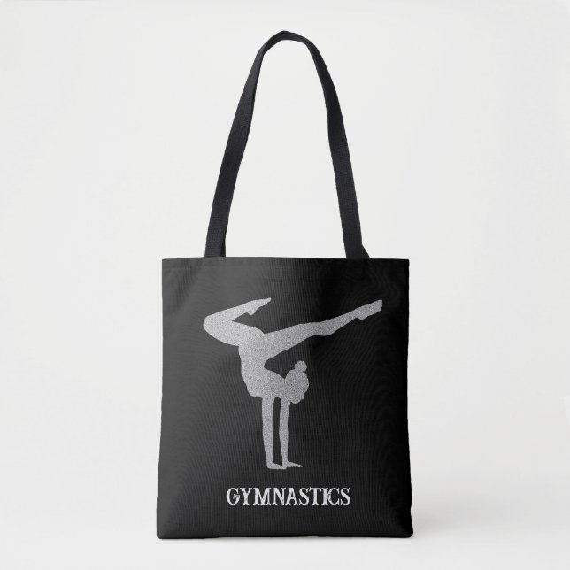Bolsa Tote Gymnastics Silver Glitter Personalizado (Frente)