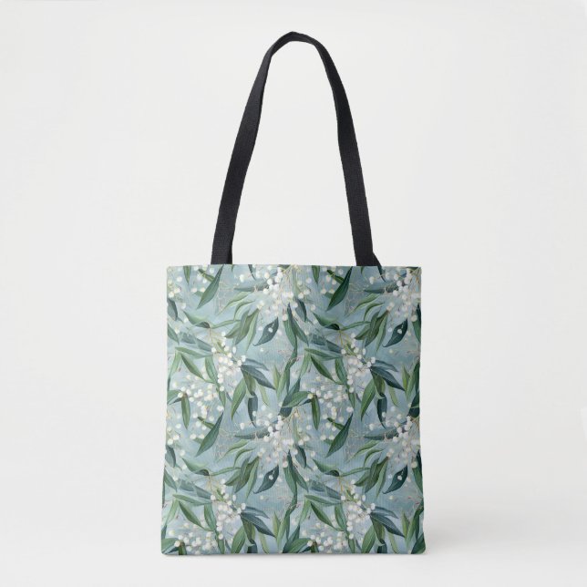 Bolsa Tote Gypsophila & Eucalyptus Leaf All-Over Impressão (Frente)