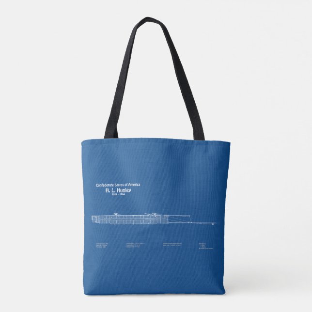 Bolsa Tote H. L. Hunley - Ship Blueprint Plan ABD (Verso)