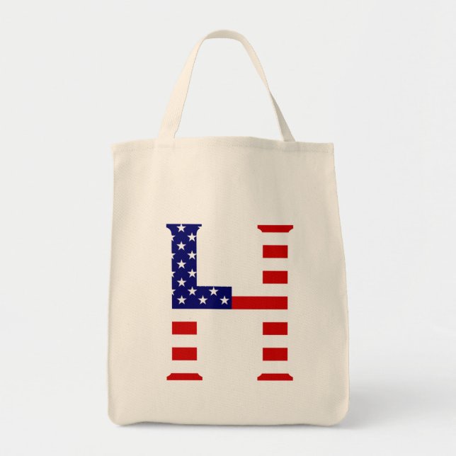 Bolsa Tote H Monograma sobreposto ao gtcnt Flag dos EUA (Frente)