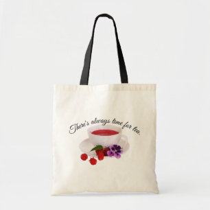 Bolsa Tote Há sempre tempo para o chá, chá de framboesa