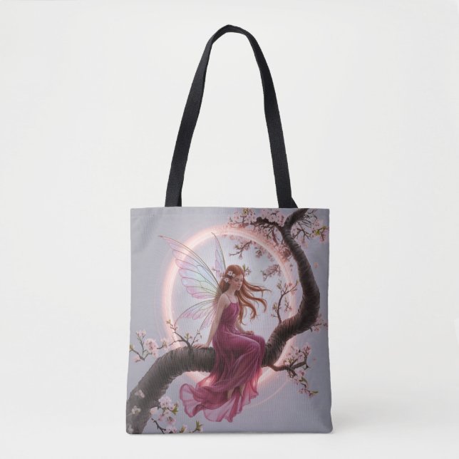 Bolsa Tote Hada mágica entre flores de cerezo – Ilustración d (Frente)