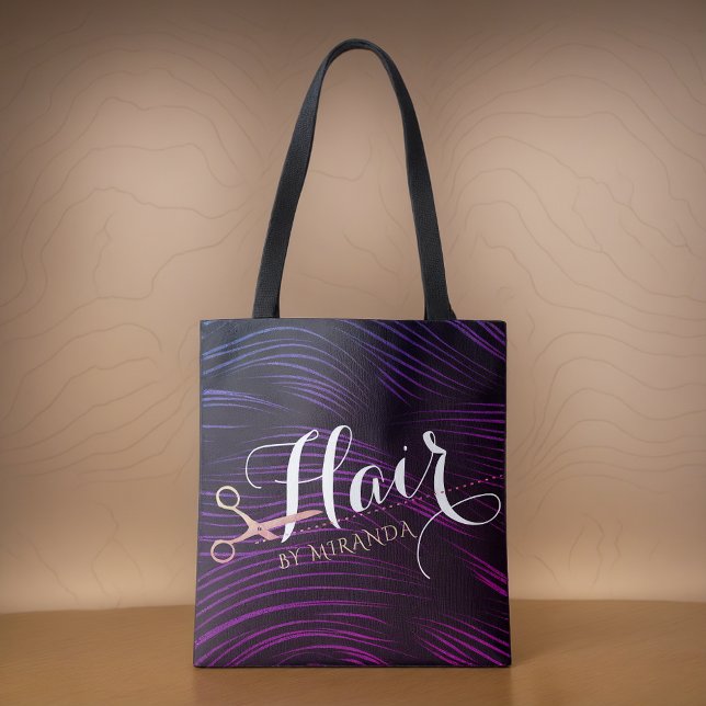 Bolsa Tote Hair Stylist Hairdresser BeauRosa Dourada Tesoura (Criador carregado)