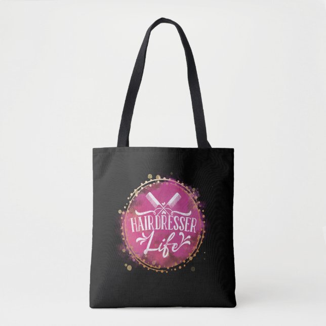 Bolsa Tote Hairdresser Life Beautical Hair Stylist Rosa Doura (Frente)