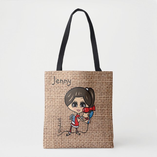 Bolsa Tote Hairdresser Personalizado Bag Caricatura castanha (Frente)