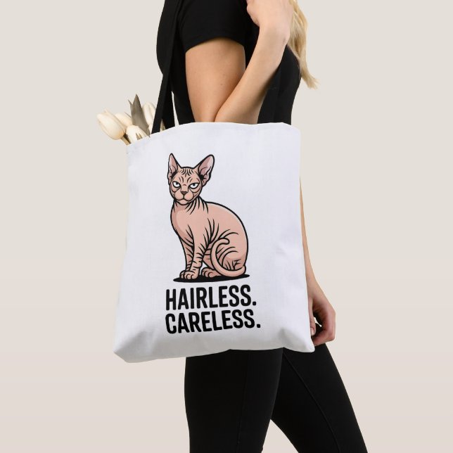 Bolsa Tote Hairless Careless Sphynx Cat Attitude Art (Close Up)