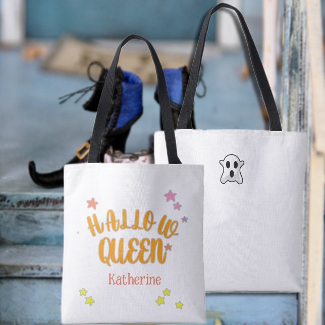 Bolsa Tote Hallow Queen Halloween Treats Bag Nome Personaliza (Criador carregado)