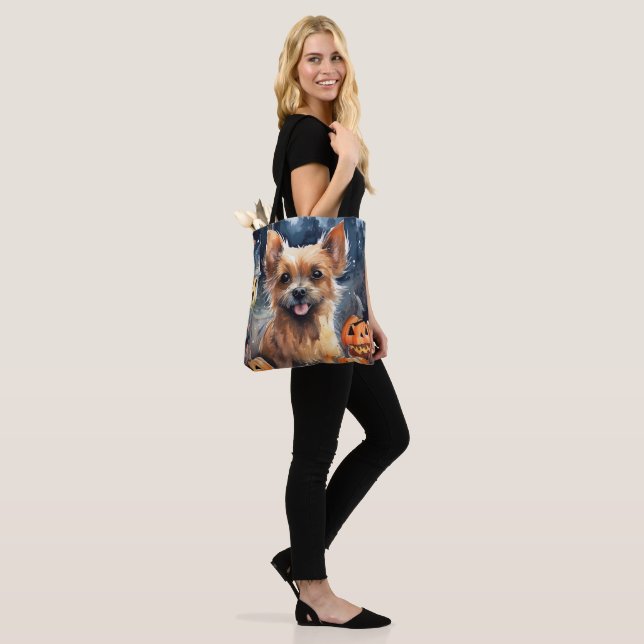 Bolsa Tote Halloween Australian Terrier Com Abóboras Assustad (No(a) Modelo)