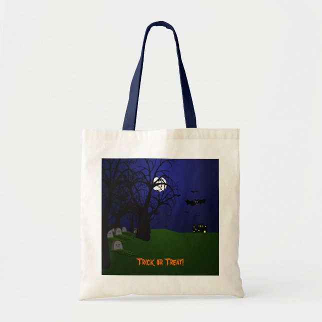 Bolsa Tote Halloween Bats e Graveyard Bag (Frente)