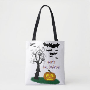 Bolsa Tote Halloween Bats Pumpkin Spooky Tree