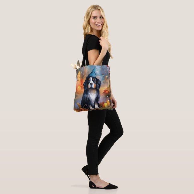Bolsa Tote Halloween Bernês com Abóboras Assustador (No(a) Modelo)
