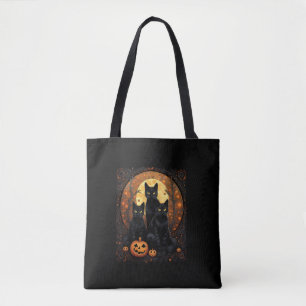 Bolsa Tote Halloween Black Cat Van Gogh Witch Kawaii Pumpkin