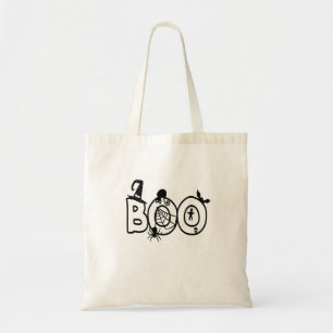 Bolsa Tote Halloween Boo com bruxas e aranha de gato preto