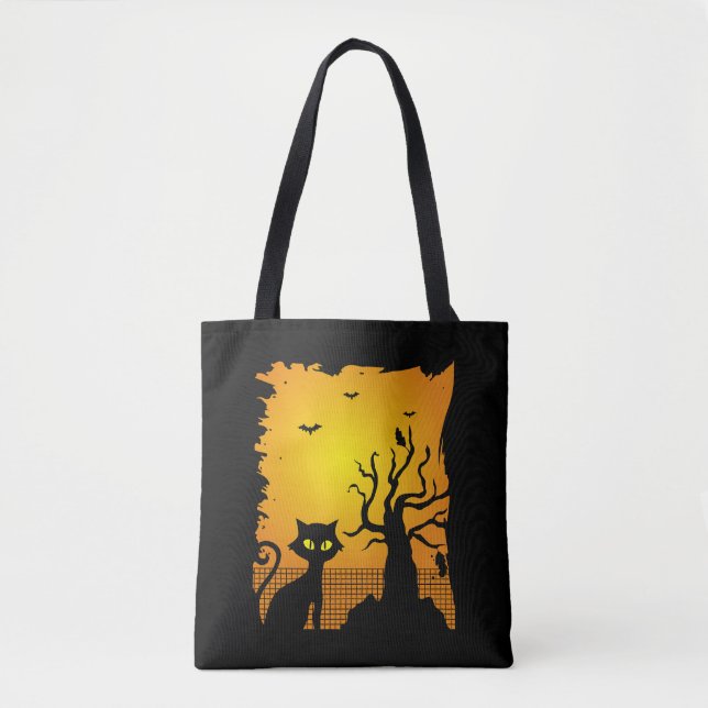 Bolsa Tote Halloween, Cat Happy Halloween (Frente)