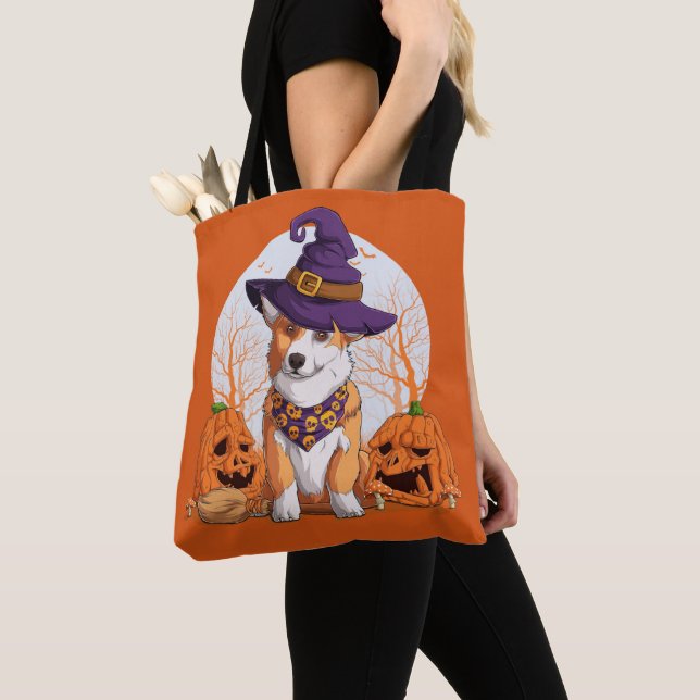 Bolsa Tote Halloween Corgi (Close Up)