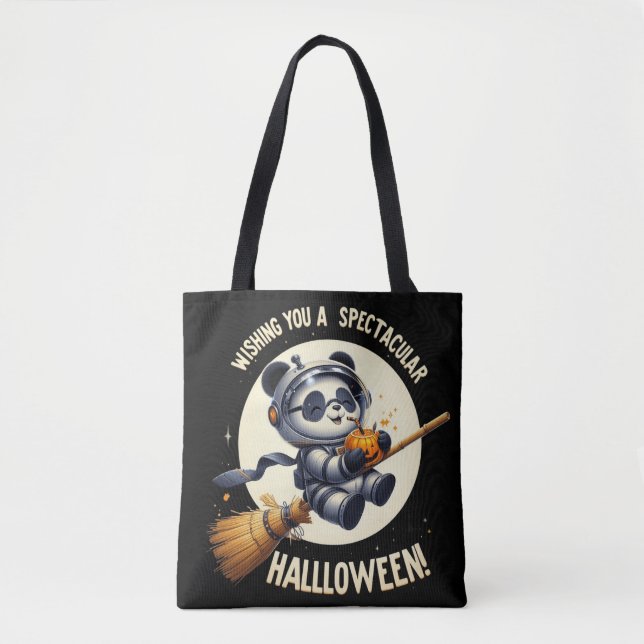 Bolsa Tote Halloween Cósmico: Astronauta de Panda Goza de Abó (Frente)
