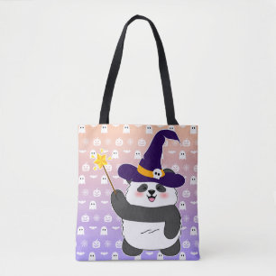 Bolsa Tote Halloween Cute Baby Panda Witic Wand