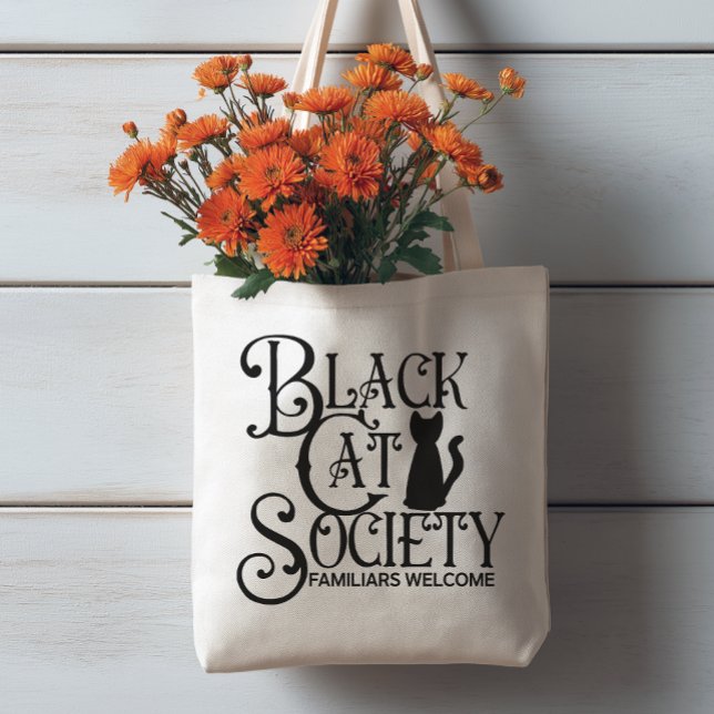 Bolsa Tote Halloween da Black Cat Society (Fun Black Cat Tote Bag)