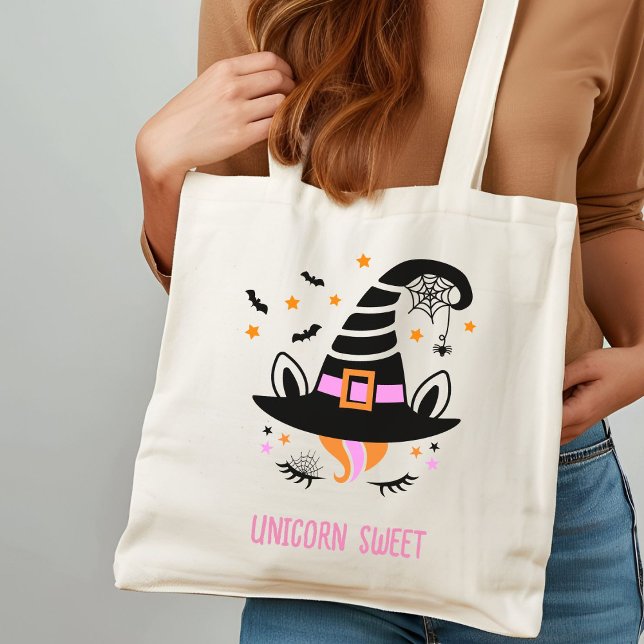Bolsa Tote Halloween de bruxa de Unicórnio Bonita (Criador carregado)