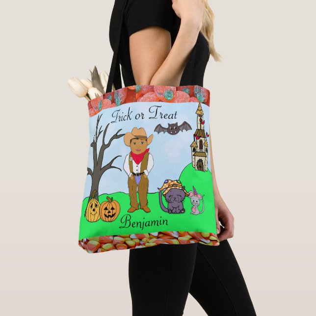 Bolsa Tote Halloween de fantasia de cowboy de Trick ou Treat  (Close Up)