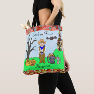 Bolsa Tote Halloween de fantasia de cowboy de Trick ou Treat