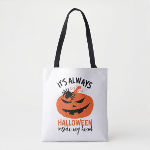 Bolsa Tote Halloween Dentro Minha Cabeça Engraçado Jack O L