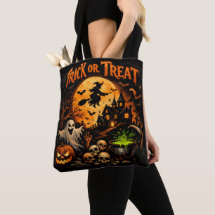 Bolsa Tote Halloween Doces ou Travessuras Preto e Laranja