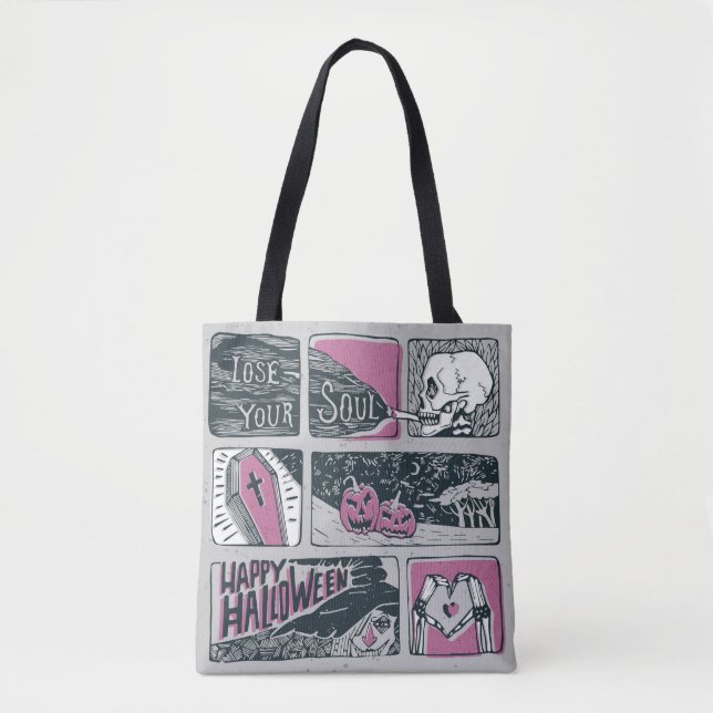 Bolsa Tote Halloween dos quadrinhos: Ilustração divertida (Frente)