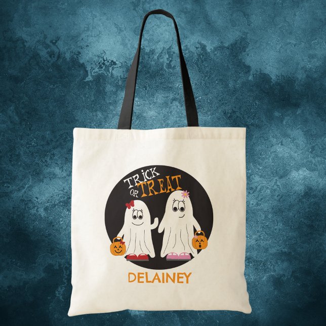 Bolsa Tote Halloween Duas Meninas Fantasmas Besties Candy Bag (Criador carregado)