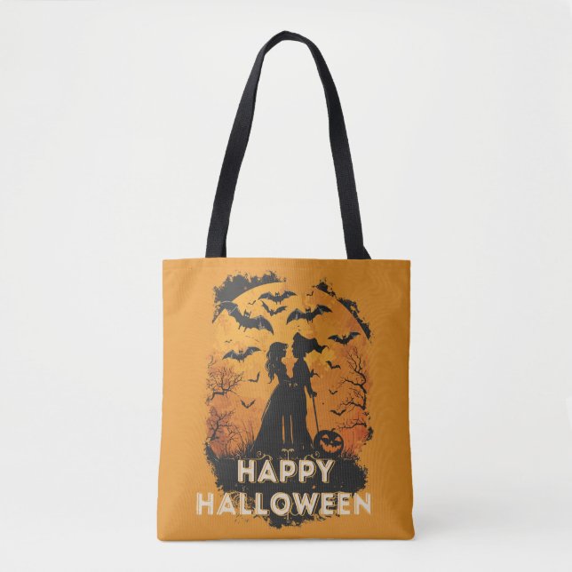 Bolsa Tote Halloween-Duo im Mondlicht (Frente)