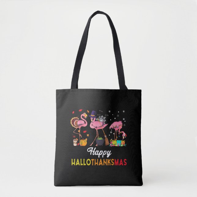 Bolsa Tote Halloween e Feliz Natal Hallothanksmas (Frente)