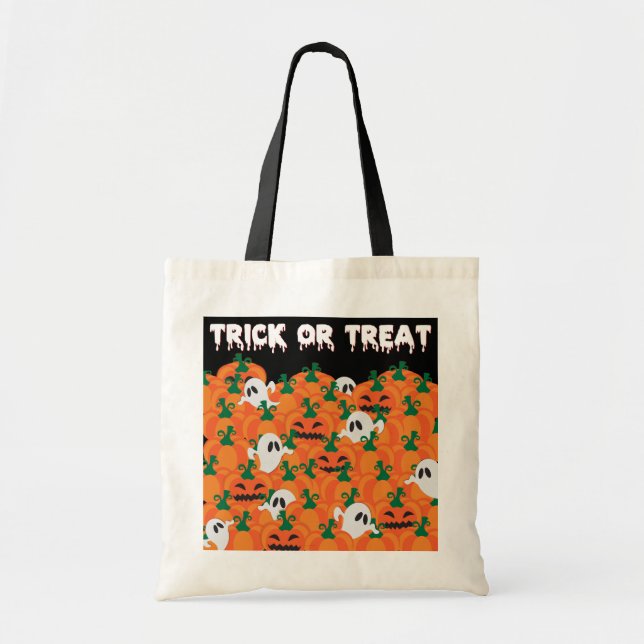 Bolsa Tote Halloween Fantasmas Assombrados Pumpkin Patch Gran (Frente)