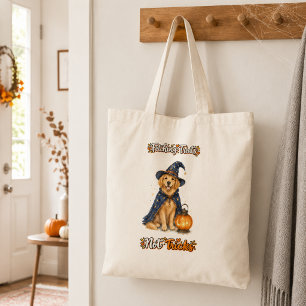 Bolsa Tote Halloween Fofinho Cão Retriever Dourado Feiticeiro