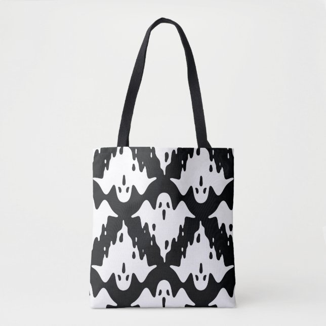 Bolsa Tote Halloween Ghost Spooky Sem Olhos Padrão (Frente)