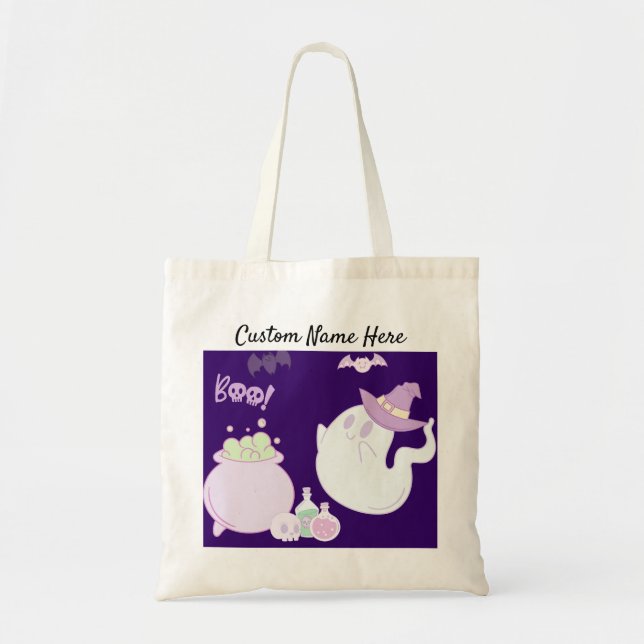 Bolsa Tote Halloween Girly Ghost Tote Bag - Personalizar (Frente)
